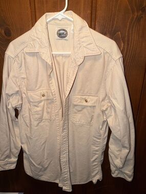 Vintage Bay Area Traders Light Beige Button-Front Flannel Shirt Jacket
